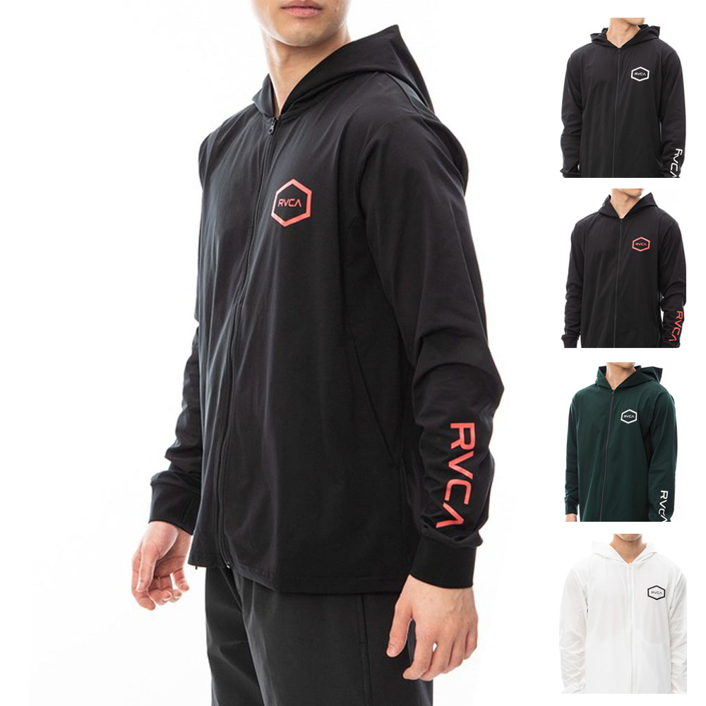 【今だけ最大5%OFFセール】ルーカ ルカ RVCA ラッシュガード ヘックス ロングスリーブ フーディー ジップアップパーカー HEX LS SURF HOODIE BE041800【メンズ 男性用】【クイックドライUVプロテクション UPF50 紫外線対策 日焼け防止 サーフィン 海水浴 プール】