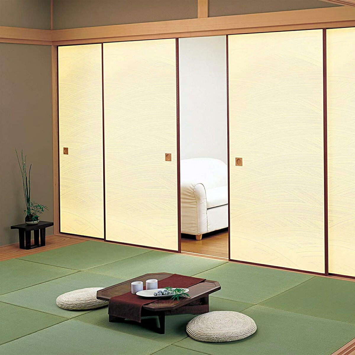 楽天市場 和モダン 和紙 San224 糊で簡単に貼れる ミニマルデザインな和紙 壁紙 クロス ふすま おしゃれ 和風 壁紙 Diy Bayu Store