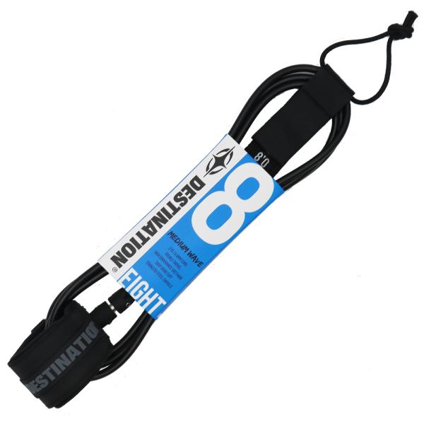 8'0 7mm ミディアム ブラック リーシュ ディスティネーション DOUBLE SWEIVEL LEASH MATT MEDIUM リーシュコード DESTINATION サーフィン