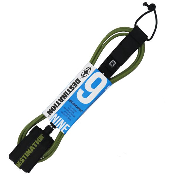 9'0 7mm ミディアム グリーン リーシュ ディスティネーション DOUBLE SWEIVEL LEASH MATT MEDIUM リーシュコード DESTINATION サーフィン