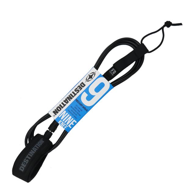 9'0 7mm ニー 膝用 ミディアム ブラック リーシュ ディスティネーション DOUBLE SWEIVEL LEASH MATT MEDIUM リーシュコード DESTINATION サーフィン