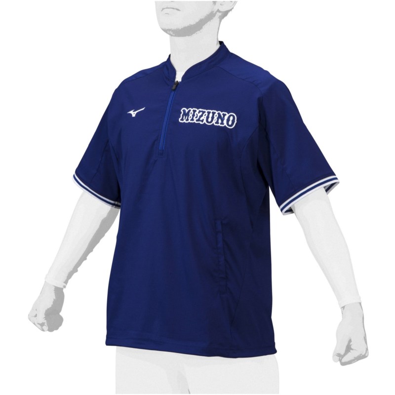 MIZUNO ミズノ 【ミズノ労働者階級】形づくる上衣(半袖) パステルネイビー ベースボール お召しもの グランドコート-ウェア-野球・ソフトボール