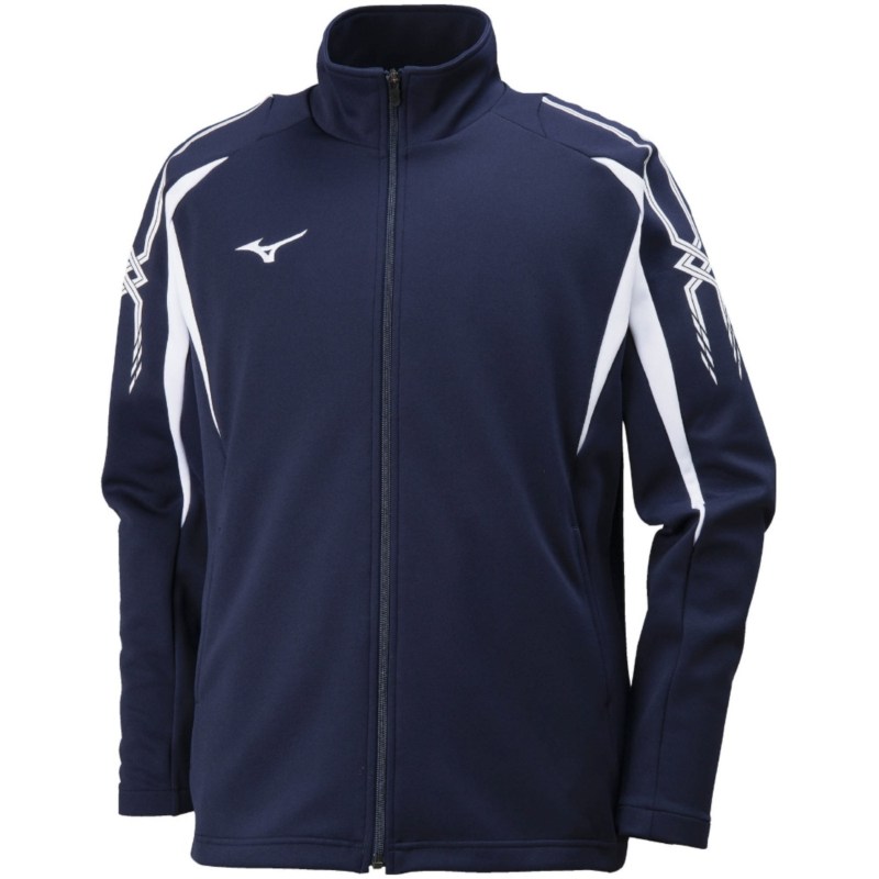MIZUNO ミズノ ウォームアップシャツ ネイビー×ホワイト トレーニングウエア