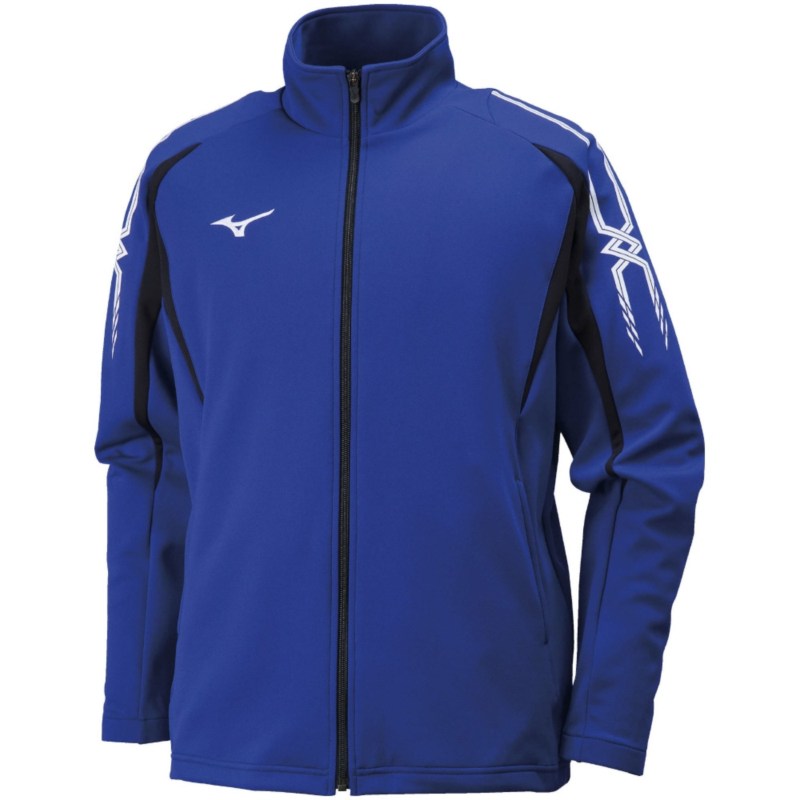 MIZUNO ミズノ ウォームアップシャツ サーフブルー×ブラック トレーニングウエア