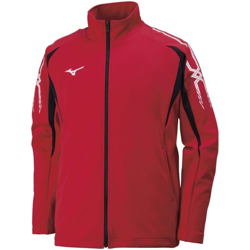 MIZUNO ミズノ ウォームアップシャツ チャイニーズレッド×ブラック トレーニングウエア