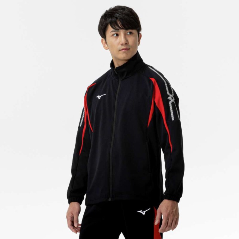 MIZUNO ミズノ MCライン ウォームアップジャケット ブラック&times;チャイニーズレッド トレーニングウエア｜ステディーサーフ店