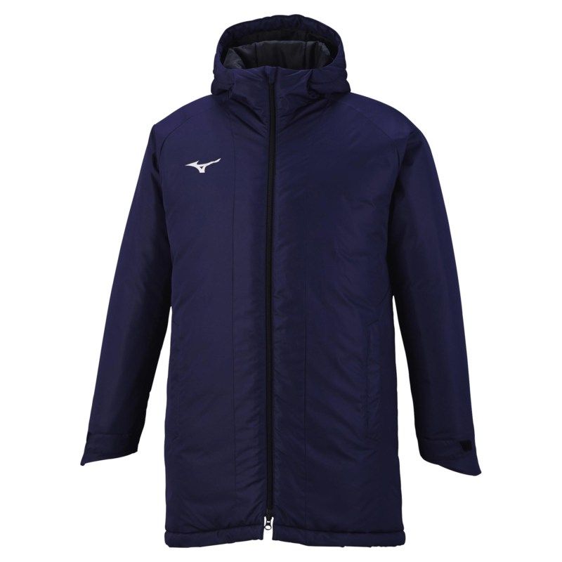 MIZUNO ミズノ 【吸湿発熱】ブレスサーモ中綿ミドル丈コート ドレスネイビー トレーニングウエア
