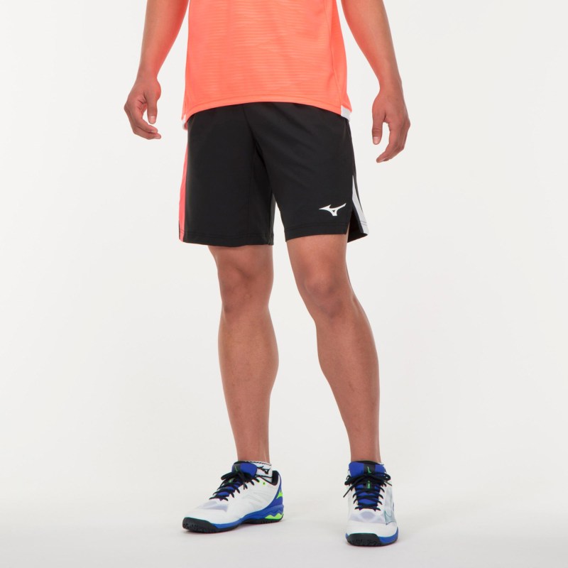 MIZUNO ミズノ ムーブクロスゲームパンツ(ラケットスポーツ) ブラック×ネオンフレイム×ホワイト テニス ウエア画像