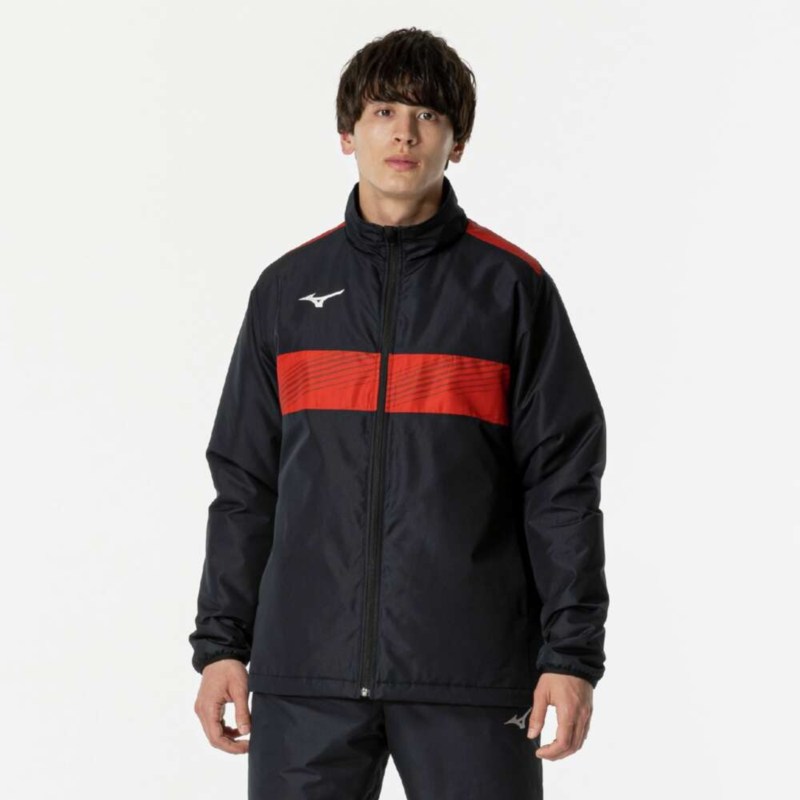 MIZUNO ミズノ ウォーマーシャツ ブラック&times;チャイニーズレッド サッカー フットボール ウエア｜ステディーサーフ店