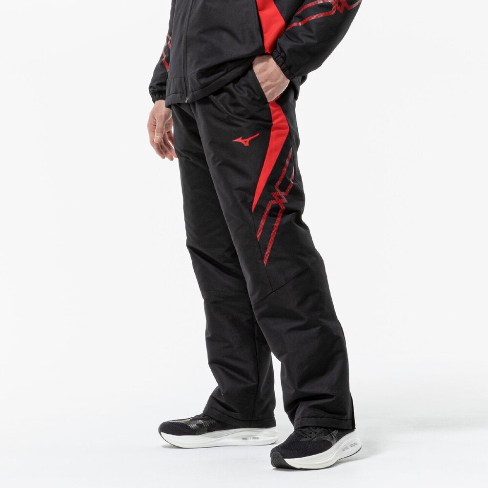 MIZUNO ミズノ 【吸湿熱のある状態】MC生産ライン ブレスサーモ中綿ウォーマーパンツ 黒いこと×チャイニーズ赤いこと トレーニング・ウォームアップウエア 熱のある状態 吸汗速乾 役立つこと性 高役立つこと 防寒 防風