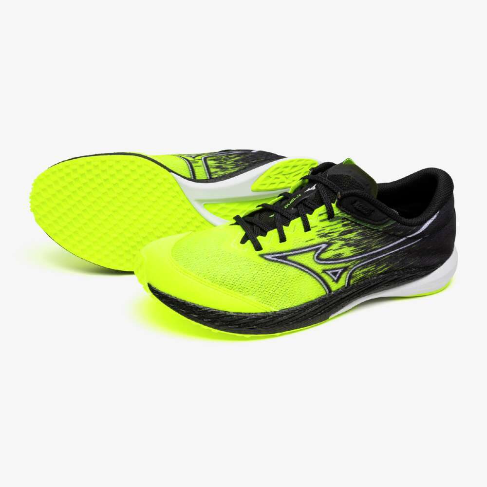 即納 【箱なし】MIZUNO ミズノ ウエーブデュエル4 イエロー×ホワイト×ブラック 陸上競技シューズ レーシング X10 エックステン 陸上 チャート_スピードレーサー エキスパートシューズ 駅伝 ジョギング 靴 くつ WAVE DUEL 4 アップシューズ