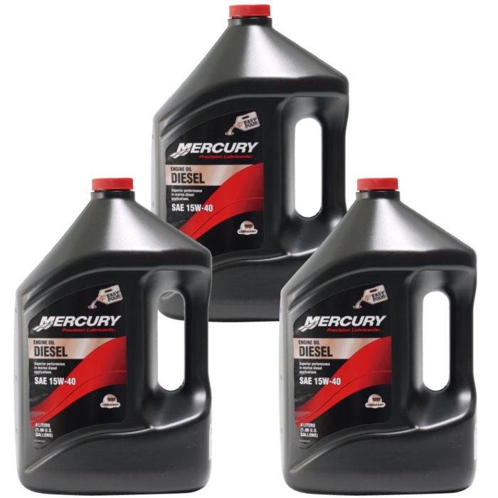 QUICK SILVER (MERCURY) 4ストローク マークルーザー用ディーゼル エンジンオイル【1ケース】 4L&times;3本 メンテナンス用品 オイル｜ステディーサーフ店