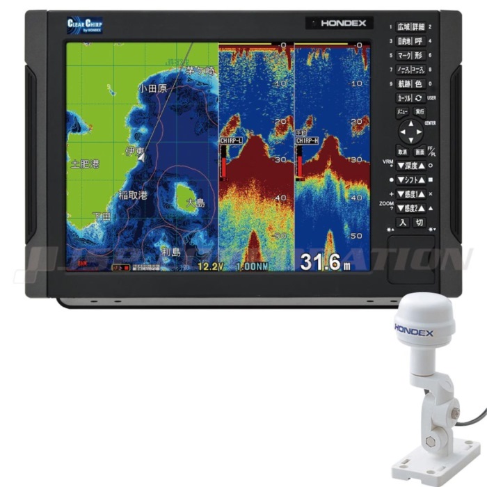 HONDEX ホンデックス HDX-12C 12.1型色つや液晶 GPS空中線外付遣りかた プロッタークリアチャープ魚探 TD340振りまわす子 魚群さぐり当てる機