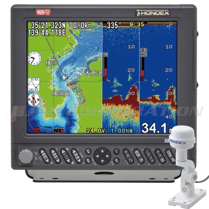 HONDEX ホンデックス HE-730S-WB 10.4型色つや液晶 GPS空中線外付遣りかた GPSプロッターワイドバンド魚探 TD360振りまわす子 魚群さぐり当てる機