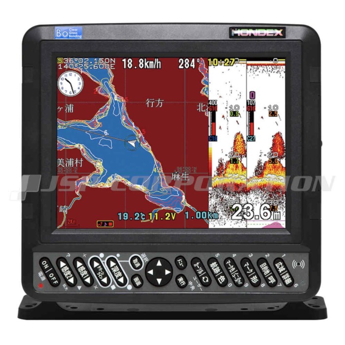 HONDEX ホンデックス HE-8000 8.4型色つや液晶 GPSプロッタ魚探 空中線内蔵遣りかた 200W 107kHz 400kHz トランザム型振りまわす子 魚群さぐり当てる機