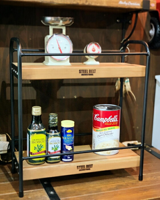 調味料 ラック キッチン収納 キッチンシェルフ インダストリアル　アイアン レッドシダー スチール ウォールナット おしゃれ カウンター上収納 キッチンラック スパイスラック 棚 ボトルラック 台所 シャレ雑貨 収納 手作り STEEL BELT