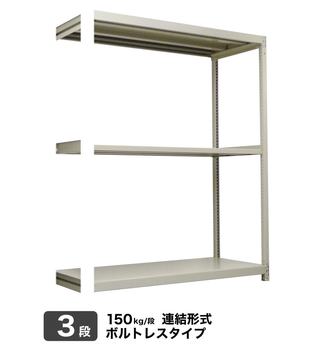 スチール棚 幅150×奥行60×高さ150cm 3段 連結 150kg 段 ボルトレス 重量:41kg トラスト