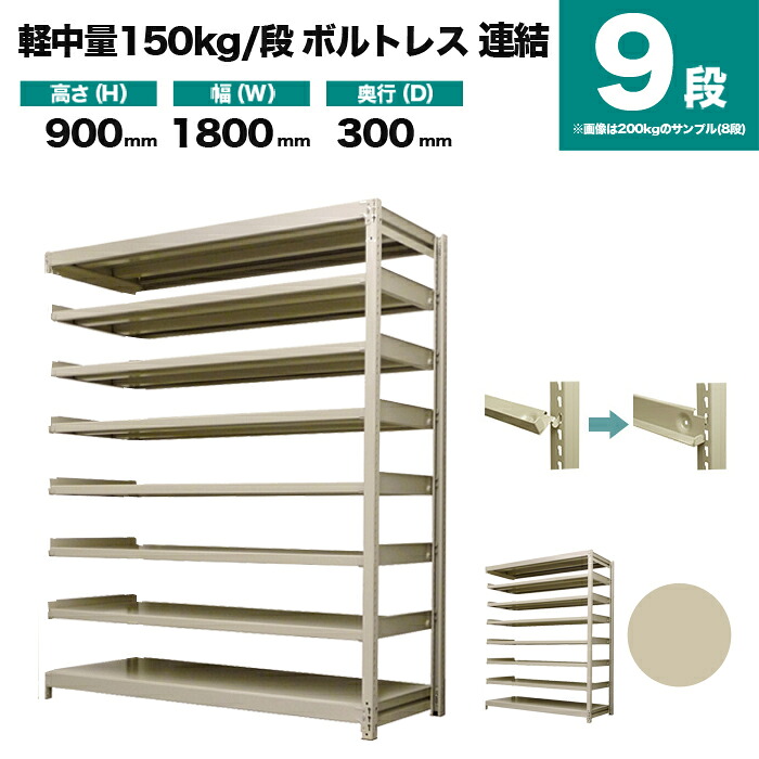 スチール写真仕合わせ 繋ぎ合わせる堅苦しさ 高さ900×幅1800×奥ぶかさ300粍 9段 150kg/段(雄捻子受け答え) 掛け目(75kg) s-150bl236a-9