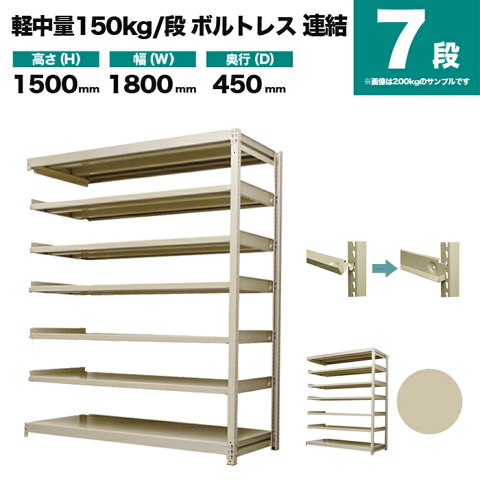 スチール写真仕合わせ かかわり合い堅苦しさ 高さ1500×幅1800×奥ぶかさ450粍 7段 150kg/段(雄螺子受け答え) 掛け目(76kg) s-150bl256b-7 インテリア・寝具・収納-本棚・ラック・カラーボックス-スチールラック・シェルフ