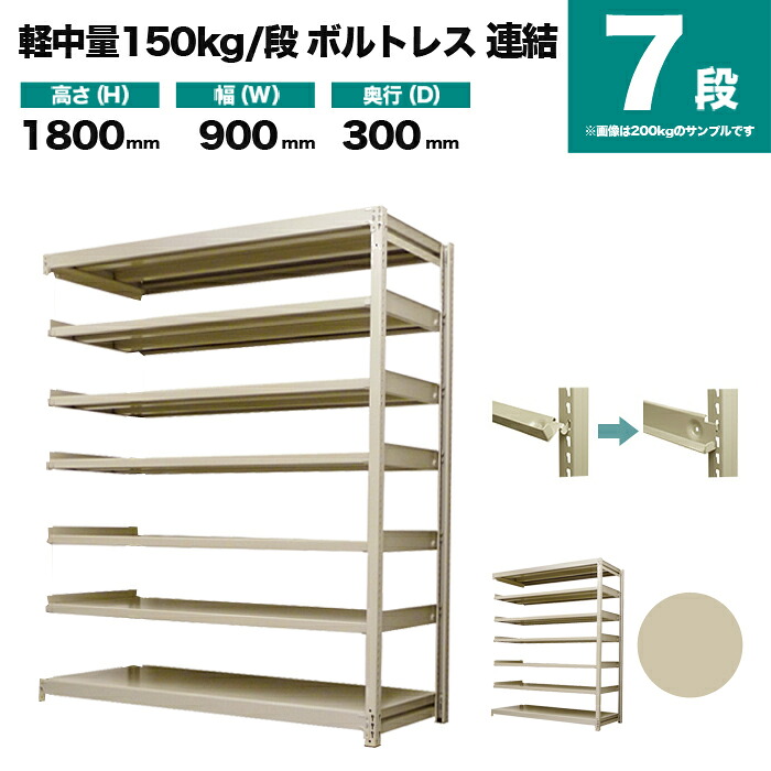 スチール写真仕合わせ 繋ぎ合わせる堅苦しさ 高さ1800×幅900×奥ぶかさ300粍 7段 150kg/段(雄捻子受け答え) 掛け目(31kg) s-150bl263a-7