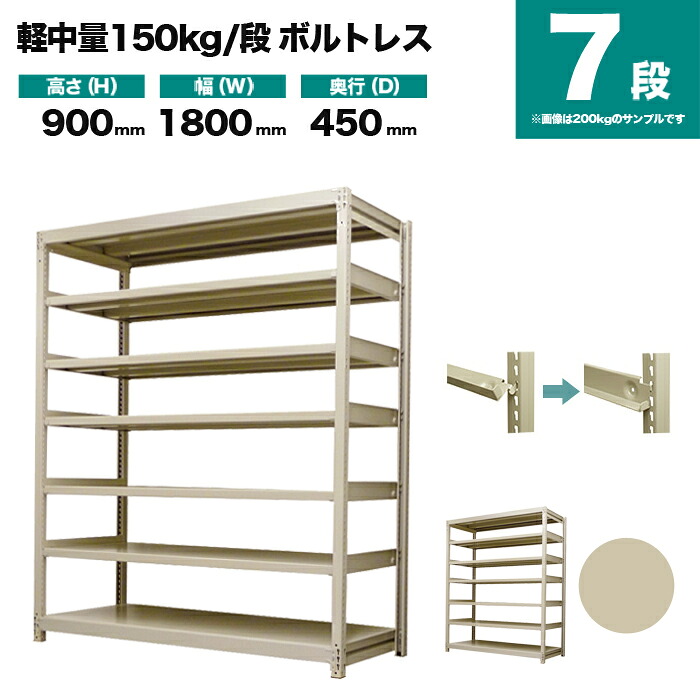 スチール写真仕合わせ 単体堅苦しさ 高さ900×幅1800×奥ぶかさ450粍 7段 150kg/段(雄捻子受け答え) 掛け目(77kg) s-150bl136b-7