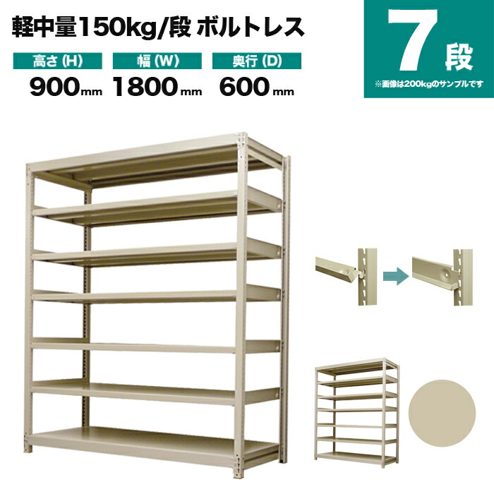 スチール写真仕合わせ 単体堅苦しさ 高さ900×幅1800×奥ぶかさ600粍 7段 150kg/段(雄捻子受け答え) 掛け目(93kg) s-150bl136c-7