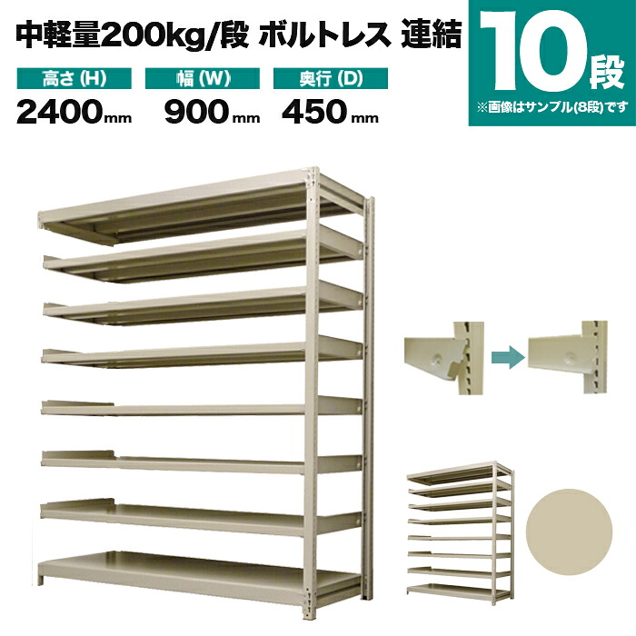 スチール写真仕合わせ かかわり合い堅苦しさ 高さ2400×幅900×奥ぶかさ450粍 10段 200kg/段(雄螺子受け答え) 掛け目(63kg) s-200bl283b-10 本棚・ラック・カラーボックス-スチールラック・シェルフ