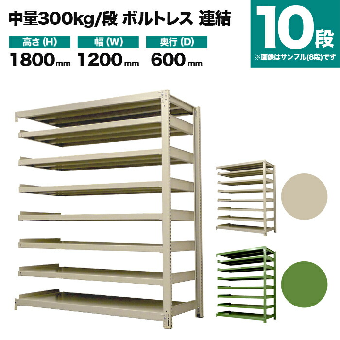 スチール写真仕合わせ 繋ぎ合わせる堅苦しさ 高さ1800×幅1200×奥ぶかさ600粍 10段 300kg/段(雄捻子受け答え) 掛け目(105kg) s-3002-264c-10