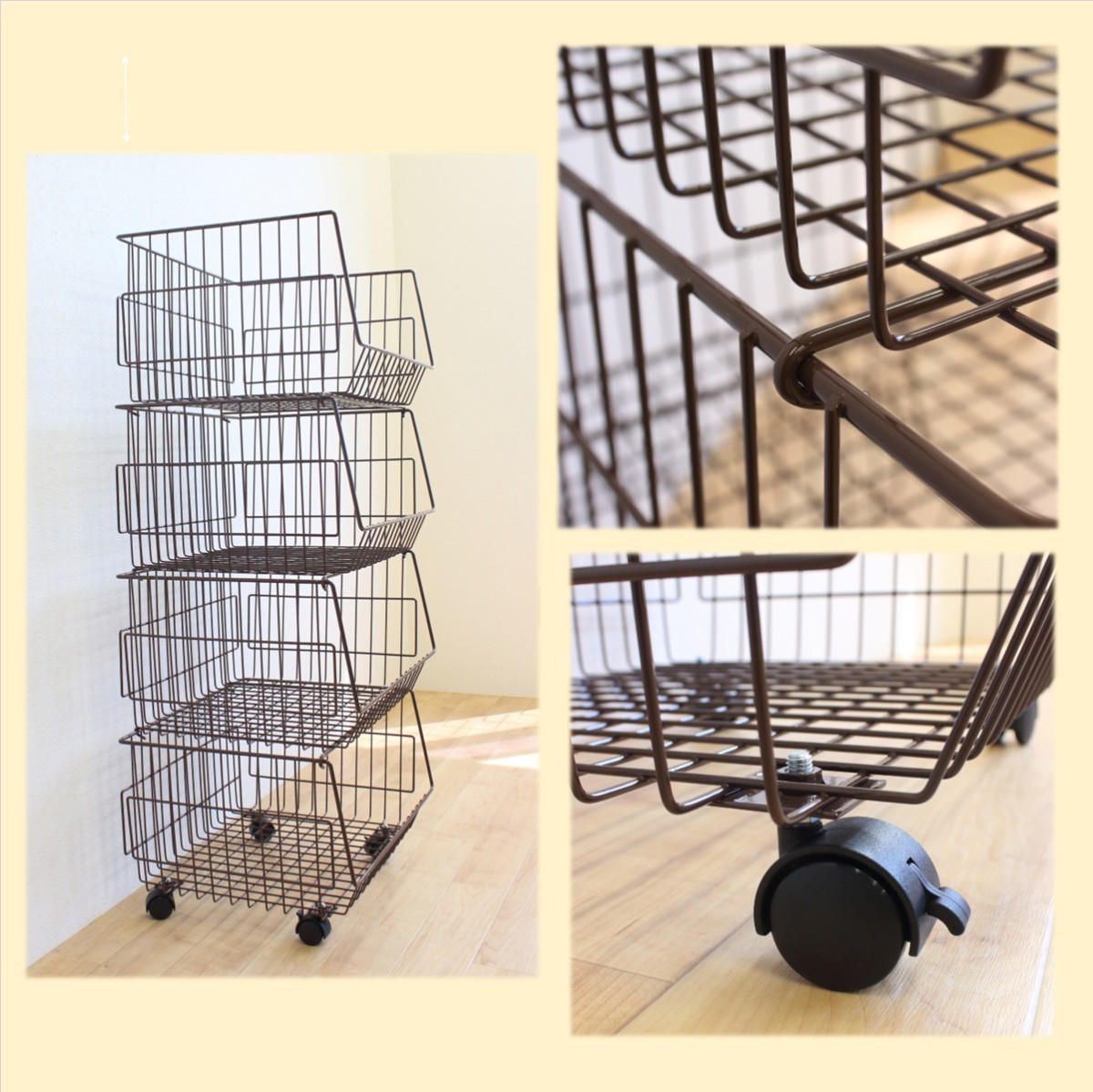 4段バスケット 陳列 ワゴン 陳列棚 店舗用 ワイヤー ジャンブル