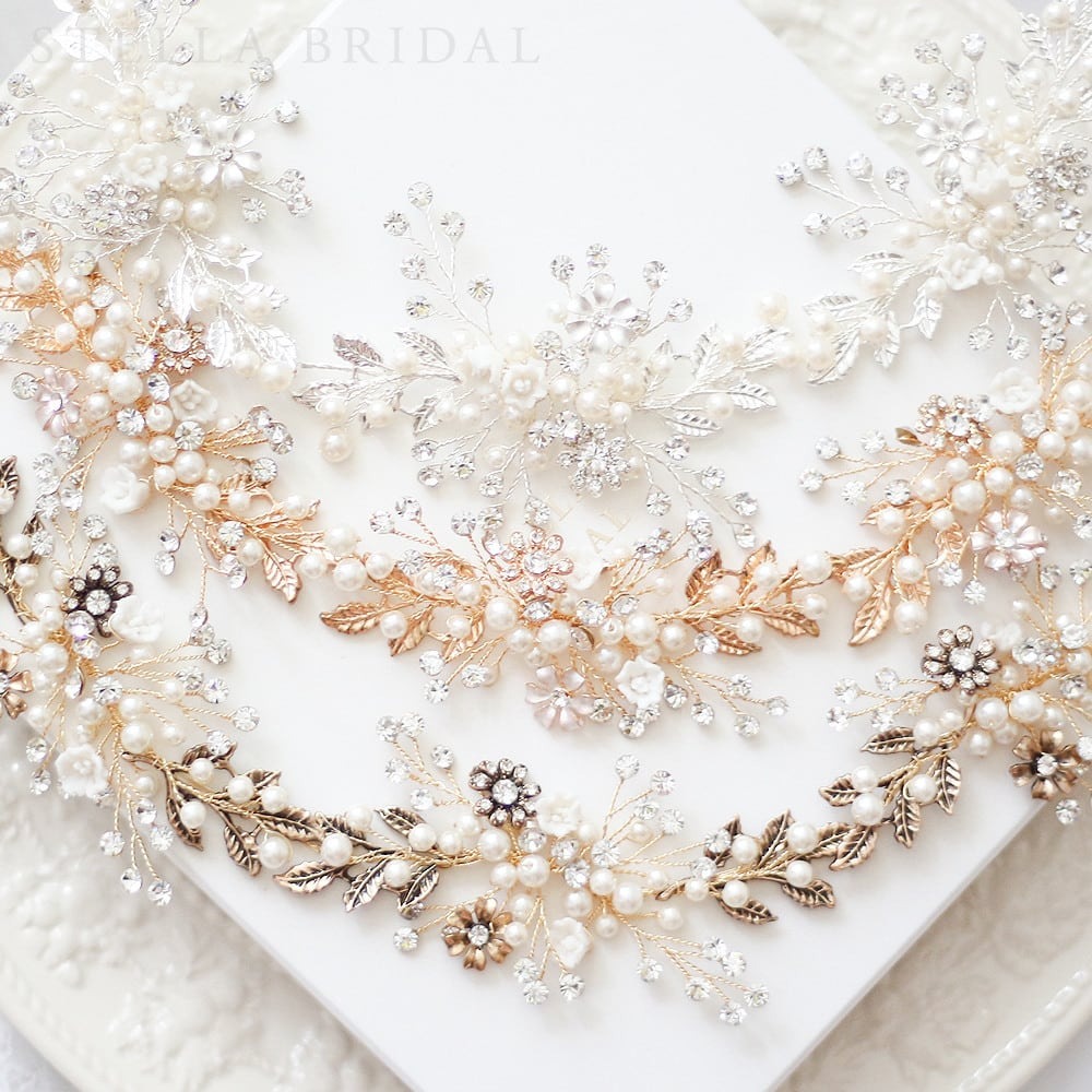【STELLA BRIDAL公式】ブライダル パール ビジュー ヘッドドレス リズ｜ウェディングアクセサリー ブライダルアクセサリー ヘアアクセサリー 和装 花嫁 結婚式 挙式 可愛い 前撮り 披露宴 大ぶり ステラブライダル