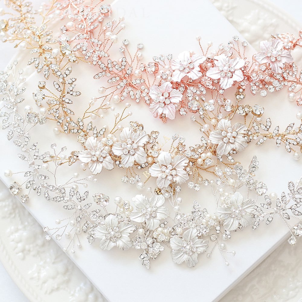 【STELLA BRIDAL公式】ブライダル パール ヘッドドレス ルーチェ｜ウェディングアクセサリー ブライダルアクセサリー ヘアアクセサリー 小枝 小枝アクセサリー 花嫁 結婚式 カチューシャ ロング 大ぶり ステラブライダル