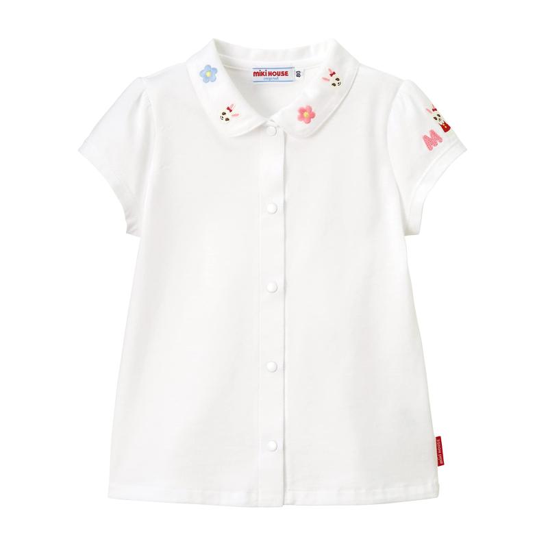 [ミキハウス] 半袖ブラウス 無地 うさぎ 日本製 綿100％ 女の子 ベビー キッズ 子供服 10-5409-496｜stellarshop