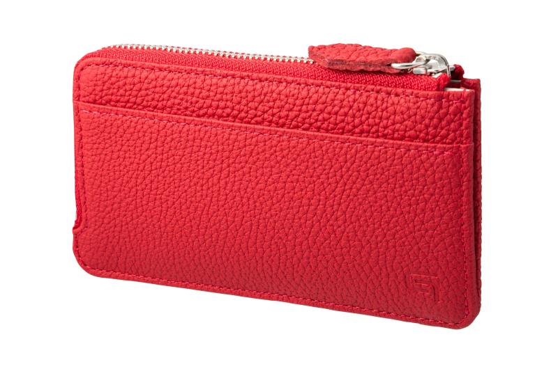 [GRAMAS] 札入れ シュランケンカーフレザー Flat zip Wallet 本革 L字ジッパー 仄めかしチェーン店 レッド-Taupe
