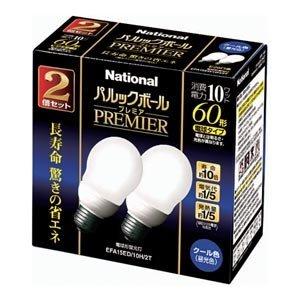 パナソニック 電球形蛍光灯 パルックボールプレミアA15形 クール色（昼光色）【2個入】 EFA15ED10H2T(NA)