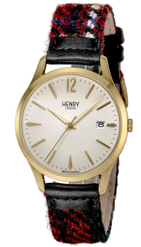 [HENRY LONDON(ヘンリー英国の首都)] HENRY LONDON(ヘンリー英国の首都) ウォッチ HarrisTweed Collaboration ハリスツィード 象牙色 文字記号盤 ステンレス鋼スチール写真 風防ガラス 石英 チェンジベルト付き添い人 38.
