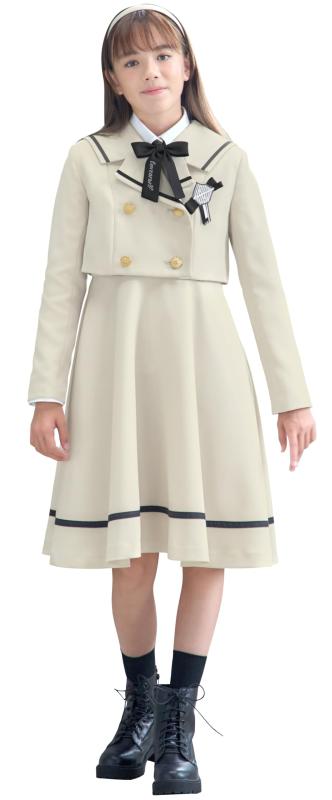 [アリサナ] 卒業式 小学生 女の子 スーツ 子供服 フォーマル ジェニファー (ジャケット+ジャンパースカート+ブラウス+リボンタイ+ワッペン)