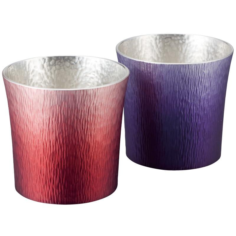 大阪錫器 錫製タンブラー310ml2客セット 24-2-1N2P(赤(HOKAGE)･紫(SHINRA))