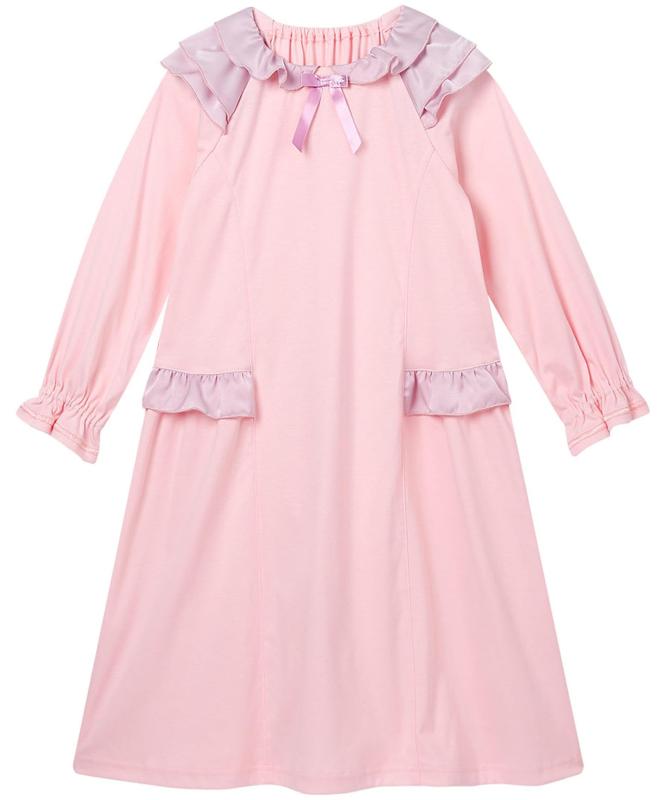 Wacoal KIDS JUINOR(ワコール キッズ 御坊っちゃん) キッズ 御嬢さんパジャマ【ワコール 割り増し金】 化粧着 綿100％(本体) うしろ帯 長袖 ひざ下丈 CTR605ガールズ