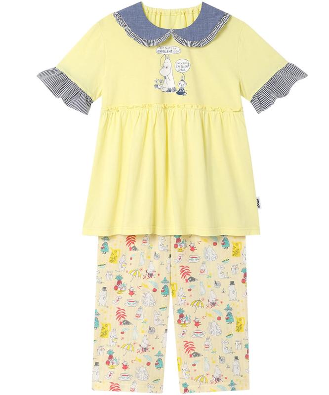 Wacoal KIDS JUINOR(ワコール キッズ 御坊っちゃん) キッズ お嬢さんパジャマ【ムーミンコラボ】 上下書き割り お嬢さん 3分袖 半袖 7分丈 CTT210ガールズ