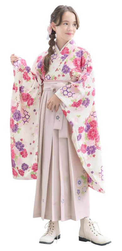 [アリサナ] 袴 小学生 書き割り 卒式 お嬢さん 着付け不必要 分かりやすい (お召しもの+半襟付き添い人はだ着+袴+帯枕付き添い人帯+腰紐の5点)