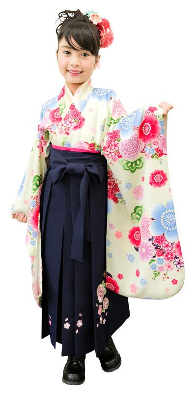 [アリサナ] 袴 こども お嬢さん 着物 七五三 はいり込む 卒園 (御召しもの+半襟付き添い人下着類+袴+帯枕付き添い人帯+腰紐の5点)