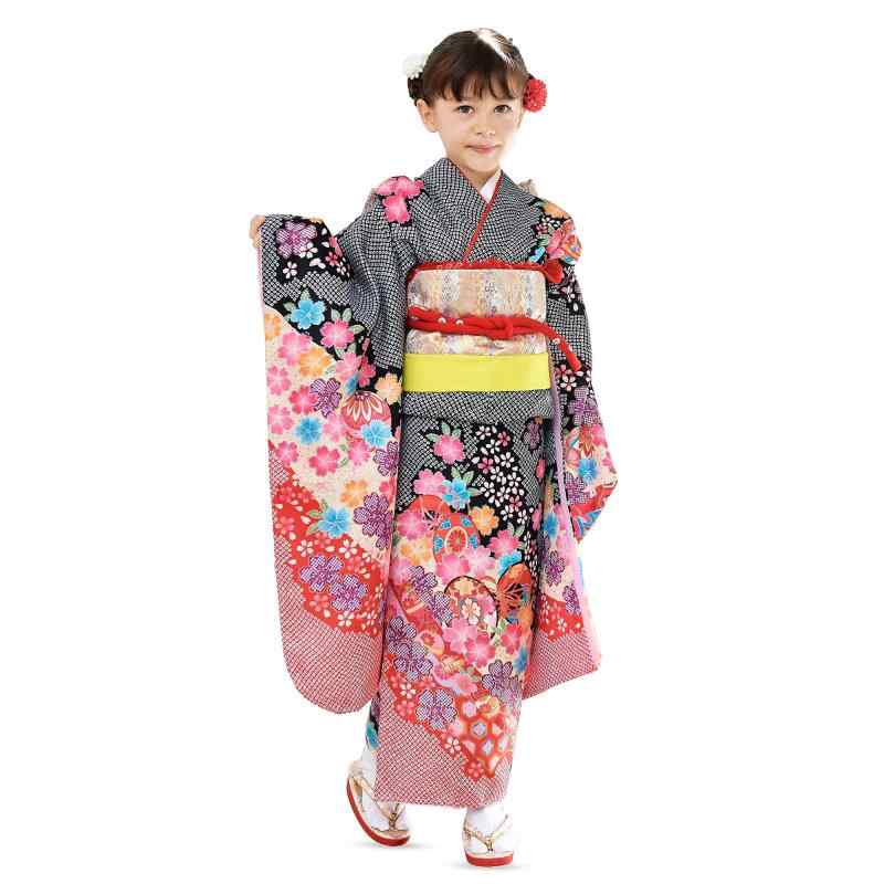 [NISHIORI] 七五三 7歳 女の子 着物 セット 絵羽柄 四つ身 15点 フルセット 古典 レトロ 女児 着物セット 七五三 お正月 ひな祭り