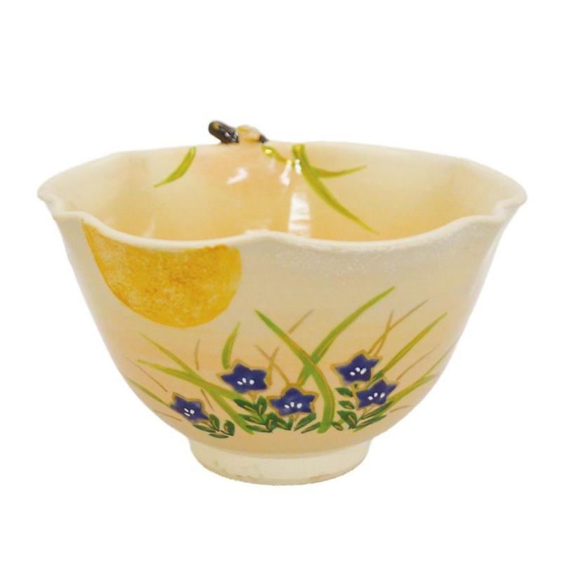 茶道具 抹茶茶碗 抹茶碗 茶道 京焼 日本製 月に秋草 火工品 アジサイ 金魚 茶・陵 竹中洸祥作 差し上げ物