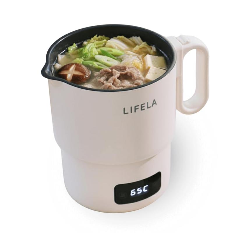 LIFELA ポカポカデイリーポット 電気鍋 マルチポット コンパクト 小型電気鍋 低温調理 自動温度調整 一人暮らし用電気鍋 多機能調理器 時短家電 卓上鍋 スープ鍋 煮込み鍋 湯沸かし調理器 省