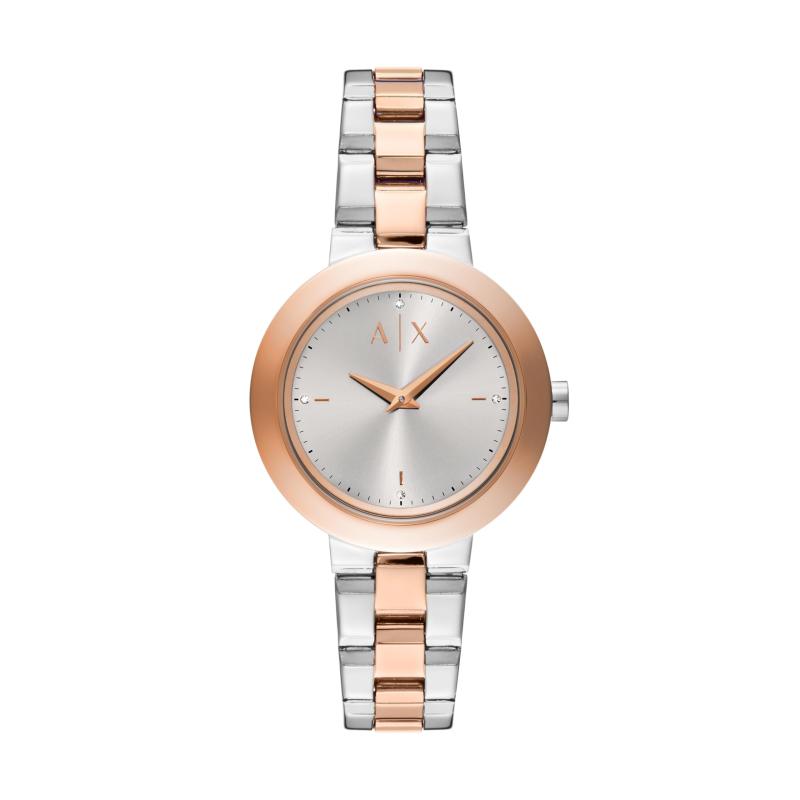 Armani Exchange レディース 二針 ツートーン ステンレススチールウォッチ、AX5172