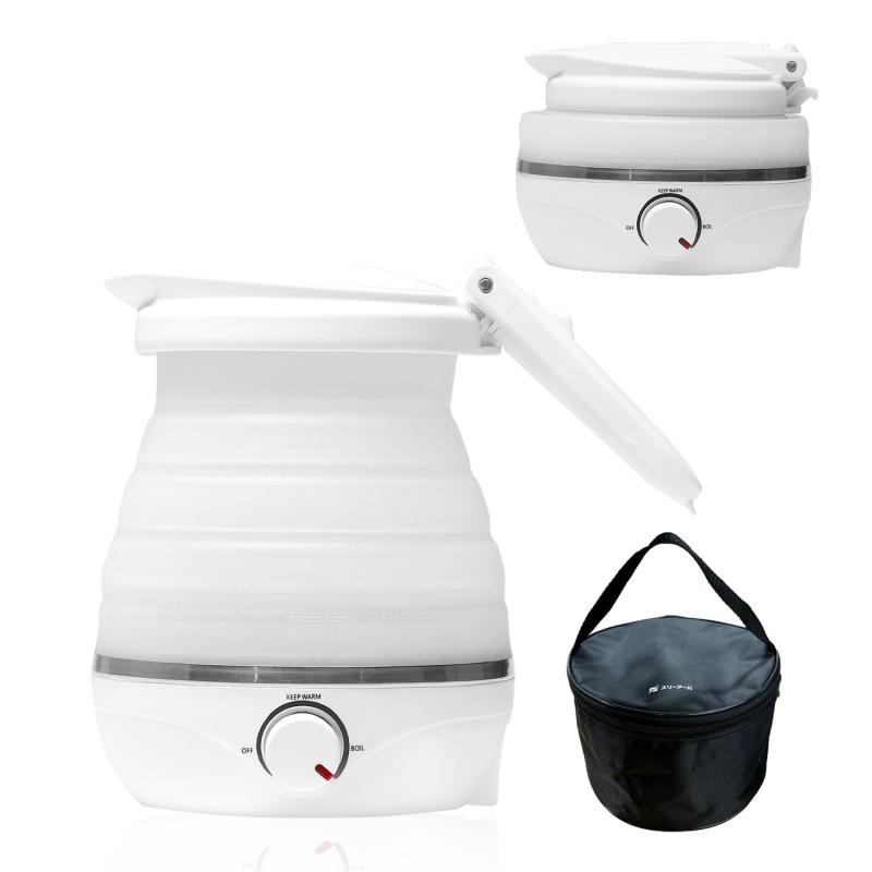 スリーアール ケトル タビケトル 電気 キャンプ 折り畳みケトル 600ml 1.5m 海外対応 電気ケトル アウトドア 折りたたみ 母の日 プレゼント ダブル保温 携帯 収納袋付き 持ち運び 車中泊 3R-TKL01