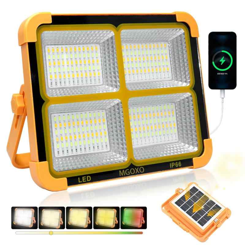 MGOXO 投光器 LED 充電式 作業灯 16000mAH大容量 超高輝度 240W 15000LM ソーラー充電/Type-c充電 便携式 5色切替 無段階調光 太陽光発電 IP66防水 磁気設計 折り畳み式 アウトドア キャンプ 夜釣り登山