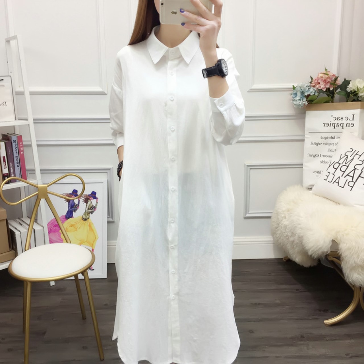 楽天市場 シャツワンピース ロングワンピース レディース S M L Xl 長袖 マキシ丈 ビッグシルエット 大人 抜け感 おしゃれ リラックス カジュアル マルニトイヤ楽天市場店