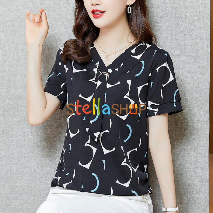 ブラウス レディース 夏 ス シフォンブラウス 半袖 Tシャツ プリント ゆったり 体型カバー シフォン シャツブラウス 大きいサイズ 夏物 40代 ブラウス レディース 夏 トップス シフォンブラウス 半袖 T