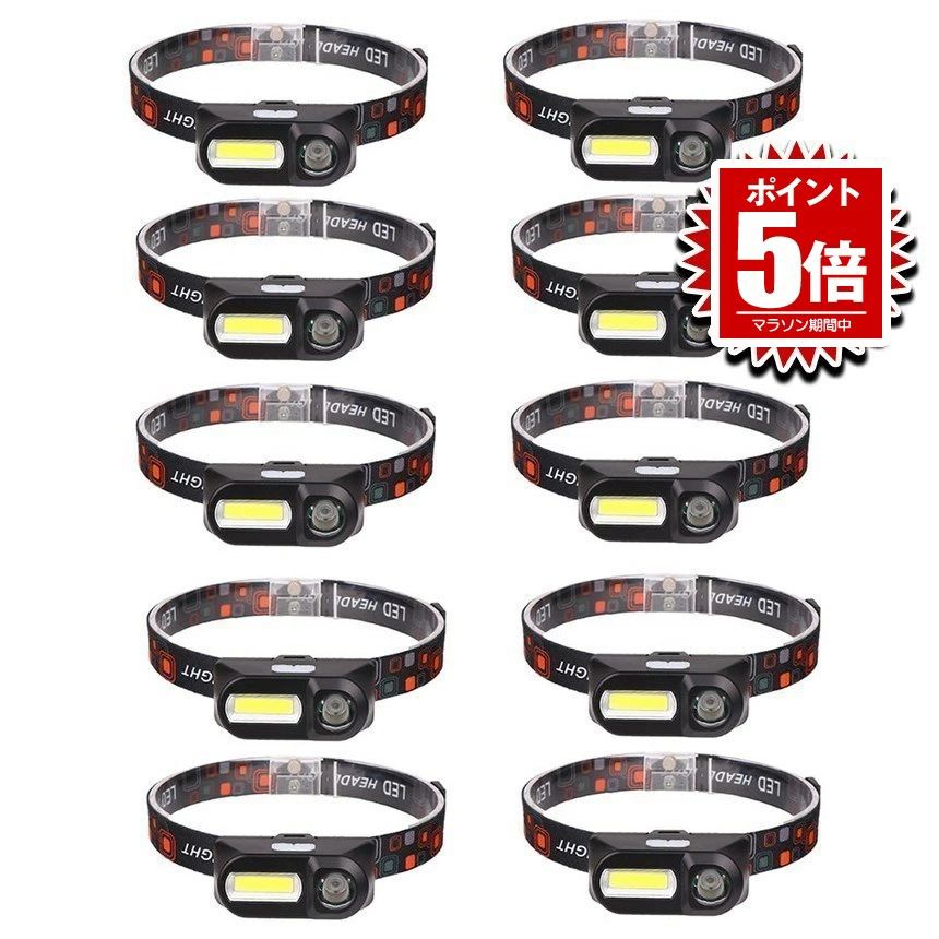 10個書き割り 前照灯 申し受ける式 2IN1 超豪然たる LED 頭顱照明ランプ つり銭 山登り アウトドア 難民キャンプ COB XPE 人並み外れた灯 HEADCOB